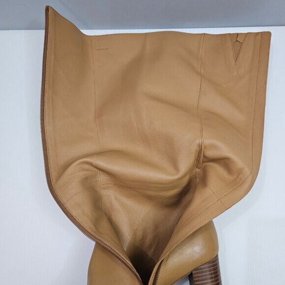 Paige Keely Knee High Boot Womens 11 Cognac Tan Leather Tall Heeled Riding Fall - Picture 11 of 15